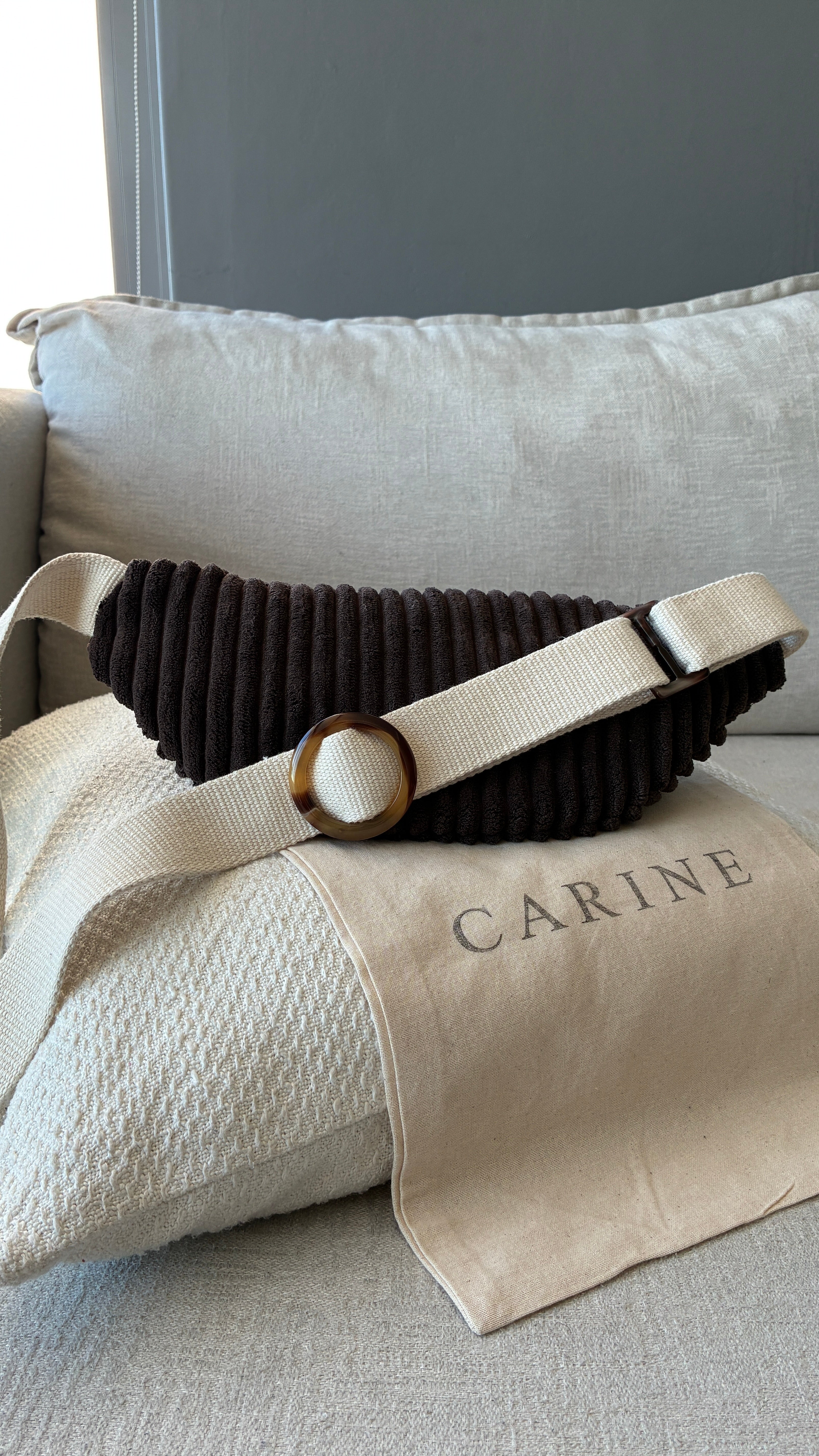 Cord Moon Bag - Chocolat