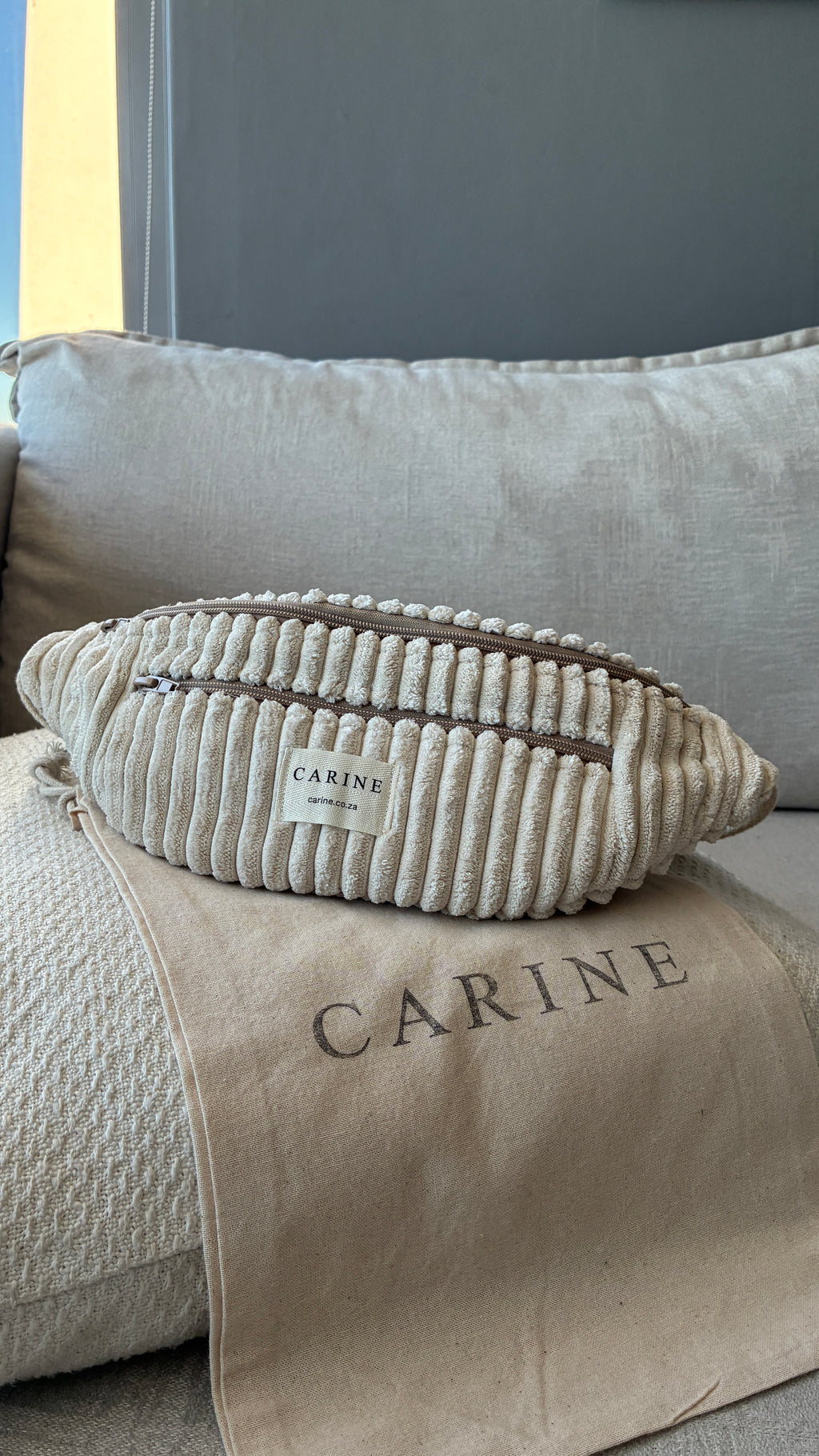 Cord Moon Bag - Cream