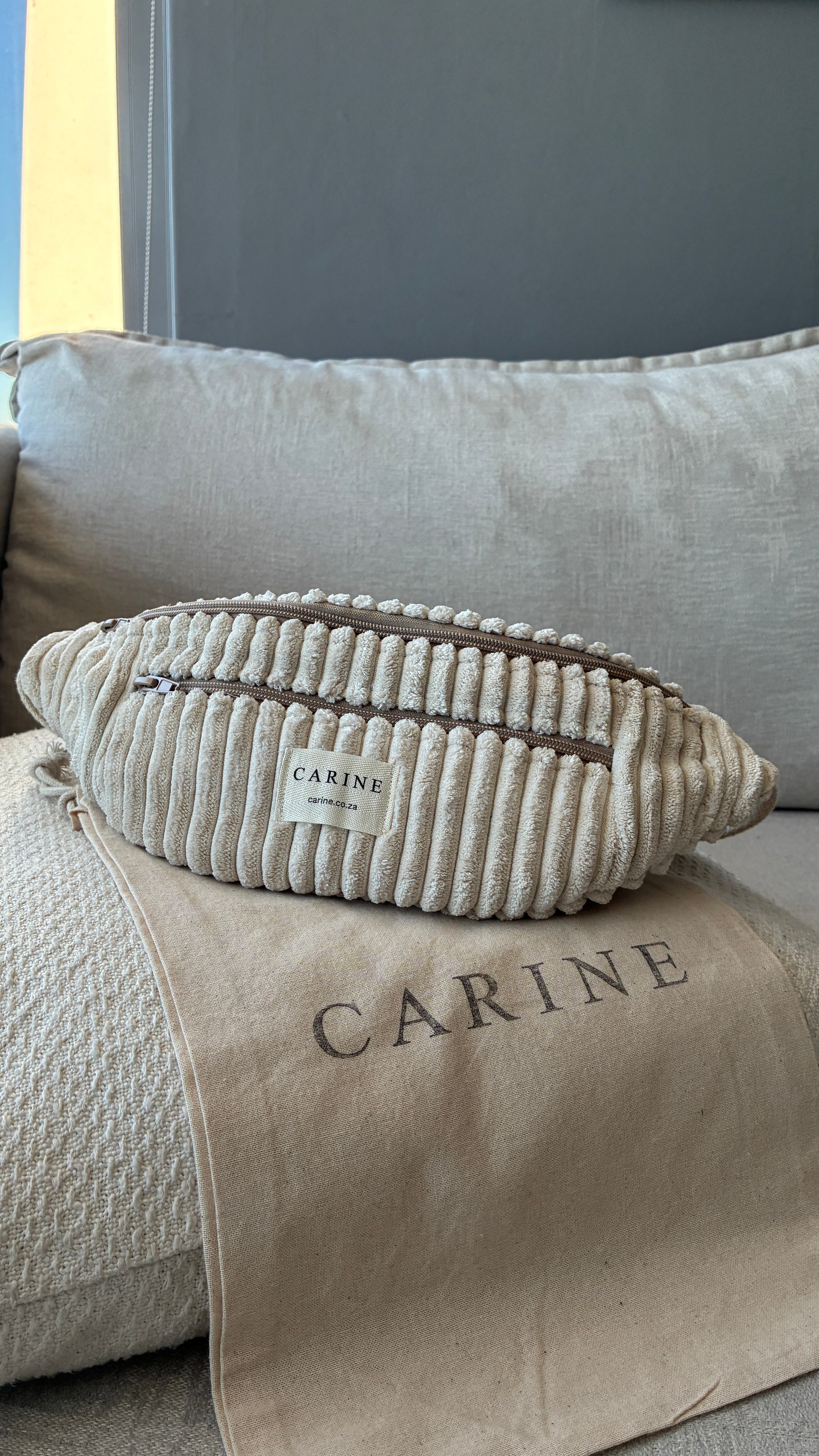 Cord Moon Bag - Cream
