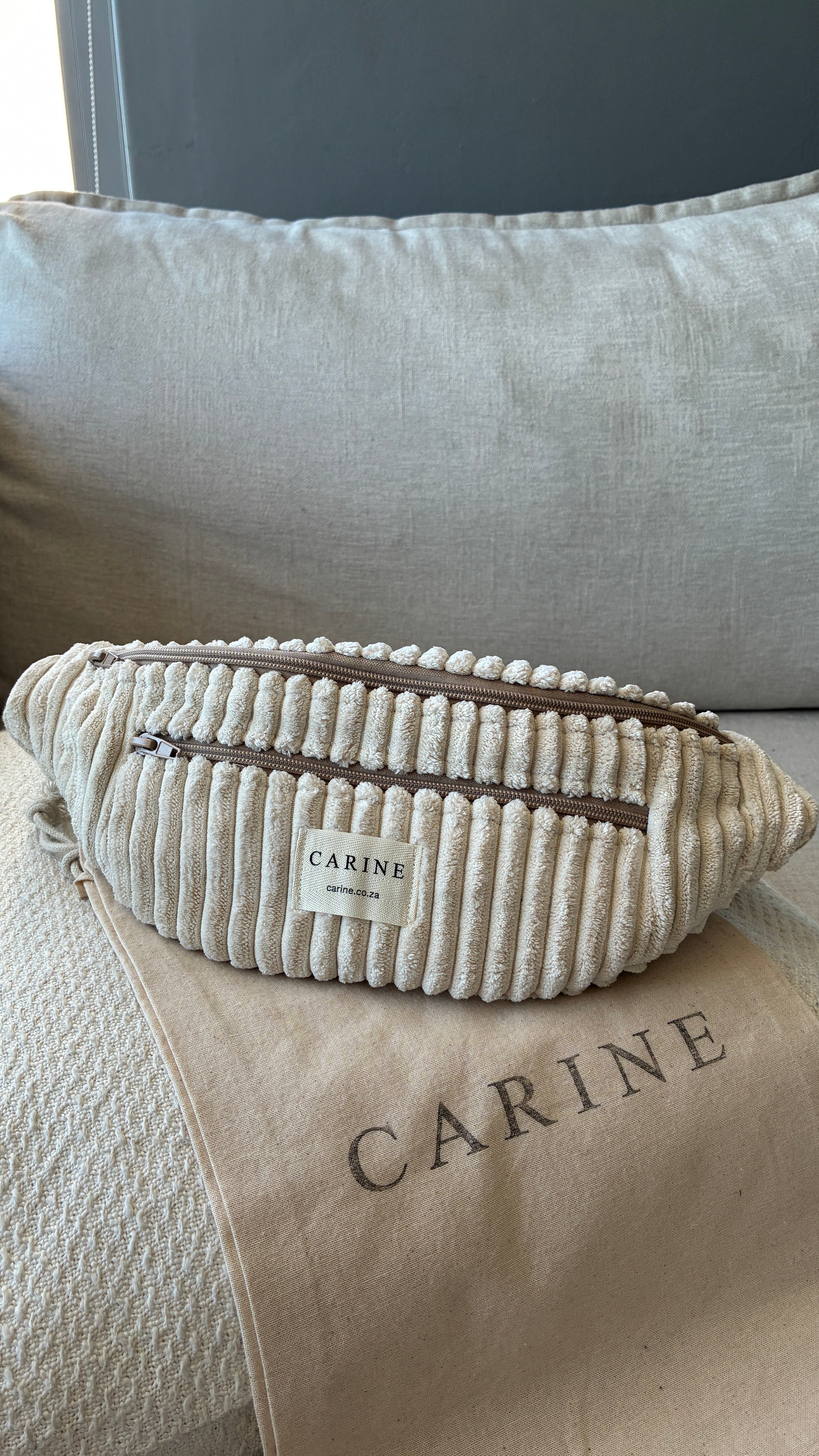 Cord Moon Bag - Cream