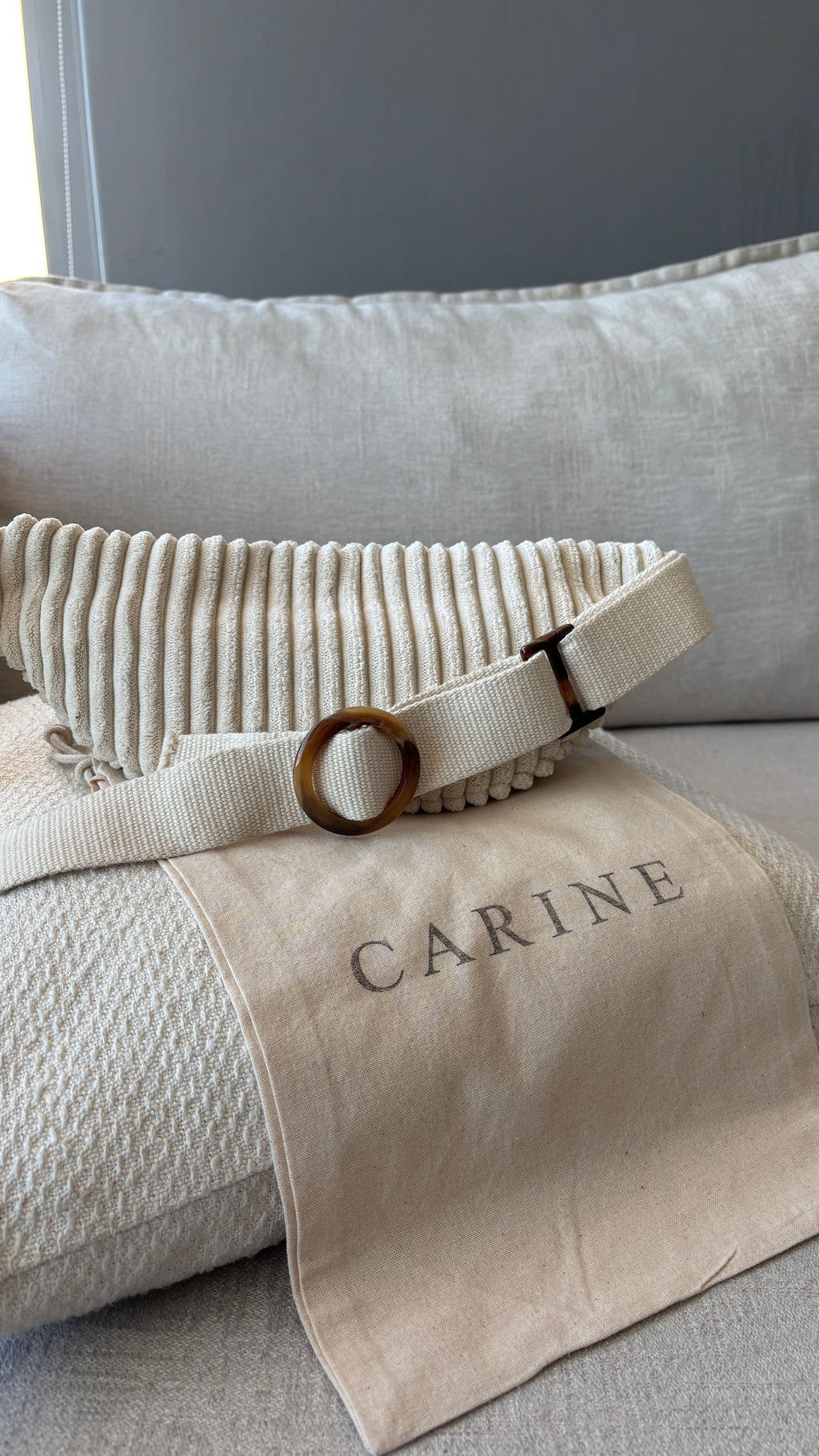 Cord Moon Bag - Cream